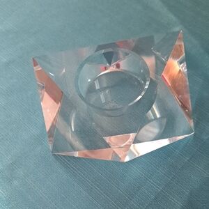 Clear Crystal Candle Holder ,signed Oleg Cassini